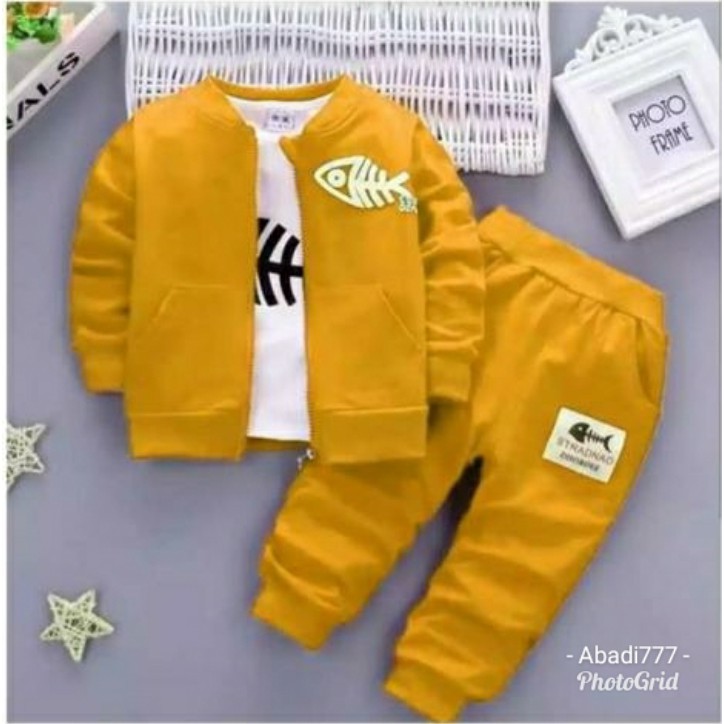 Set 3in1 pakaian anak Unisex setelan sweater kaos anak terbaru 2021