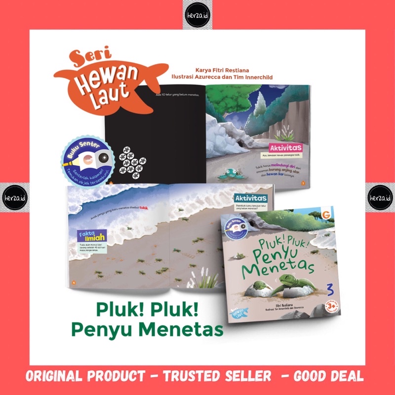 Pluk Pluk Penyu Menetas (seri hewan laut) Gema insani kids buku cerita bacaan dongeng fabel binatang