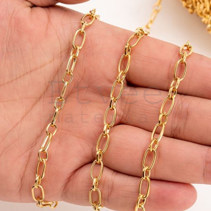 (METERAN) Ring oval buckle chain rantai tas rantai titanium anti karat stainless steel rantai kalung