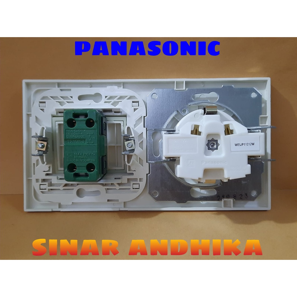 STOP KONTAK + SAKLAR ENGKEL LEBAR PUTIH PANASONIC WESJP 11212W+WESJ 5941