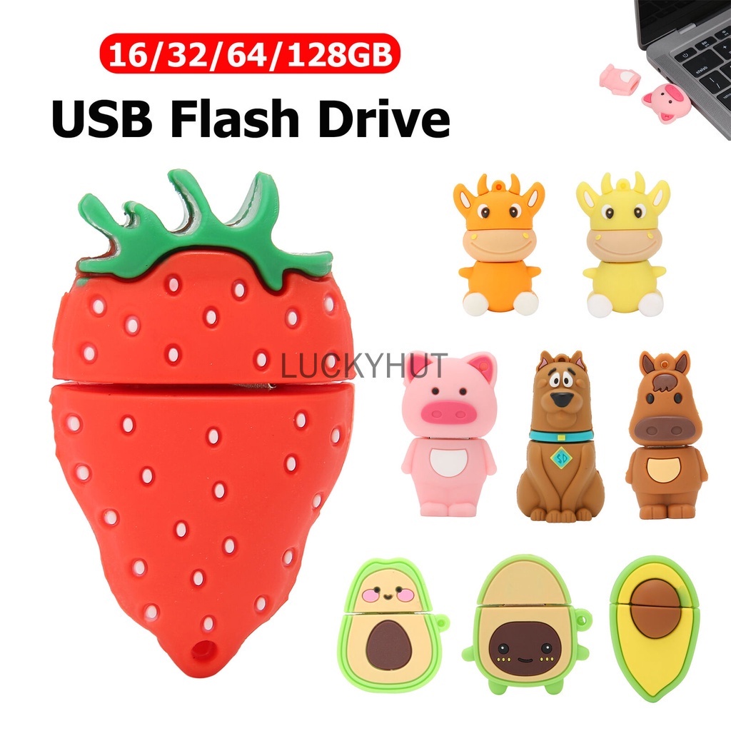 Flash Disk USB 64GB Bentuk Strawberry Alpukat Lucu