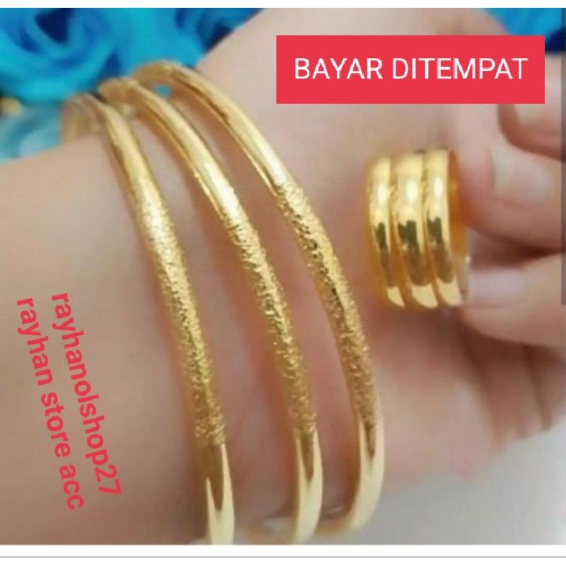 Gelang wanita Keroncong set 3pcs FREE CINCIN lingkar