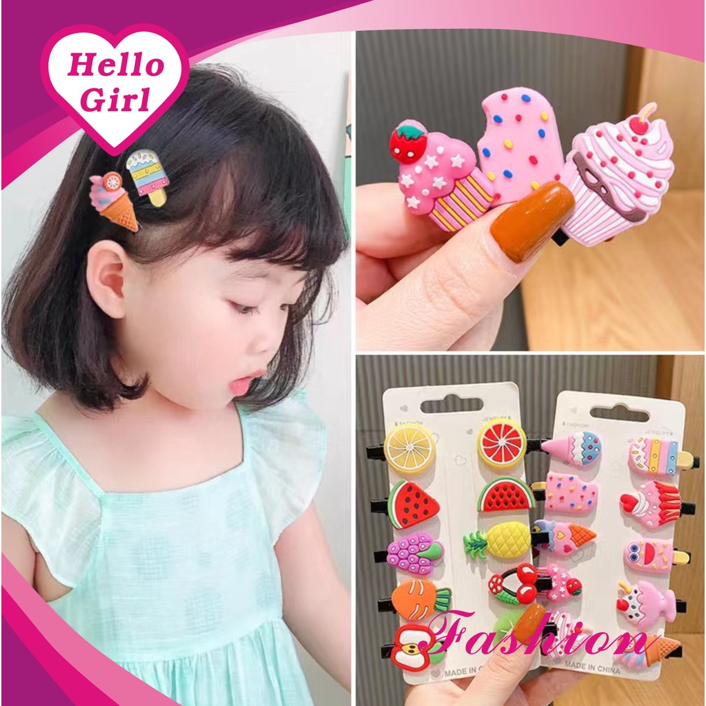 （Hallo Girl)F39 10 Pcs Set Jepit Rambut Karakter Buah Klip Jepitan Anak Gaya Korea Fashion Hair Clip