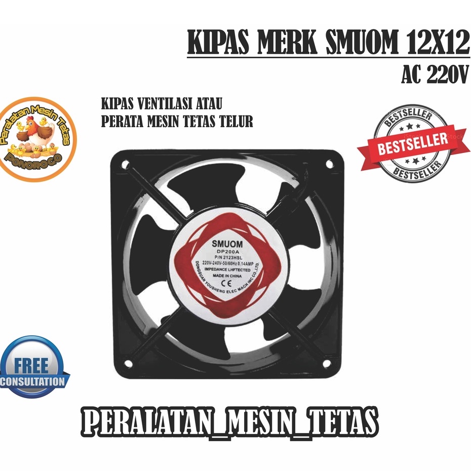 Kipas Ac Fan 220V 12 x 12 Untuk Perata atau Ventilasi Mesin Tetas