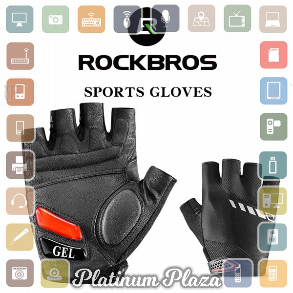 Rockbros Sarung Tangan Sepeda Half Finger Shock Absorber Size L - S143 - Black`NDZ4RY-