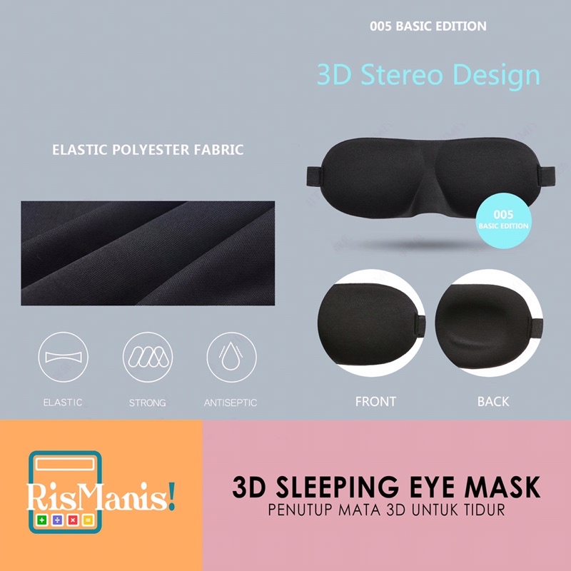 3D SLEEPING EYE MASK - Penutup Mata Bahan Polyester Busa Lembut Nyaman Lentur Tidur Nyenyak Lelap