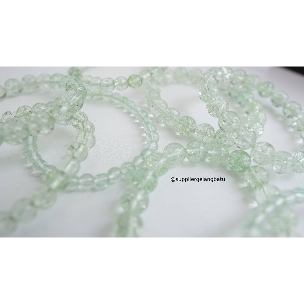 gelang kristal rutilated green quartz kuarsa hijau kotak kado ekslusif