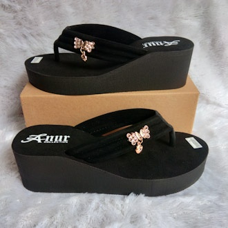 ANUR-wedges balok pariasi anting sandal wanita tinggi 6 cm