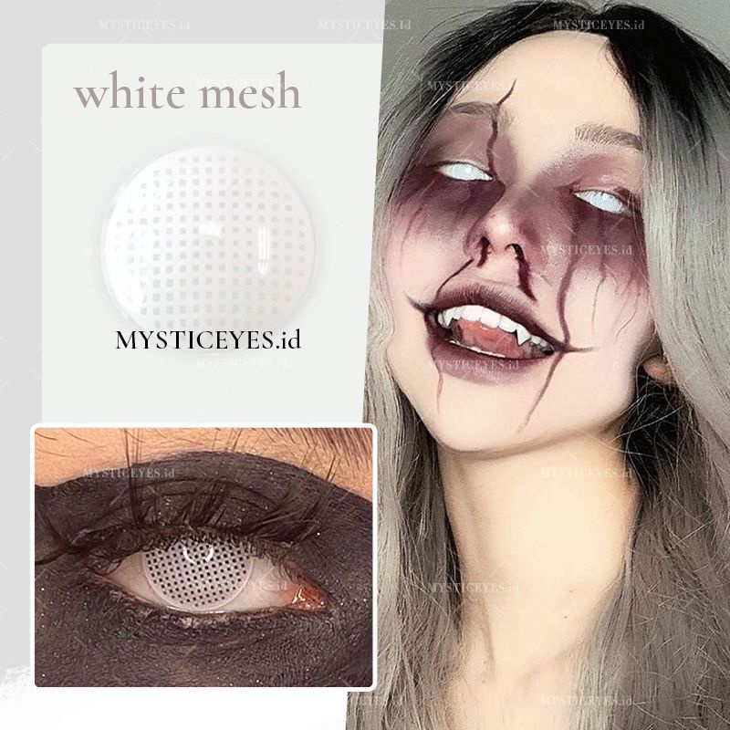 SOFTLENS PUTIH JARING COSPLAY HANTU HALLOWEEN ORIGINAL IMPORT FREE LENSCASE
