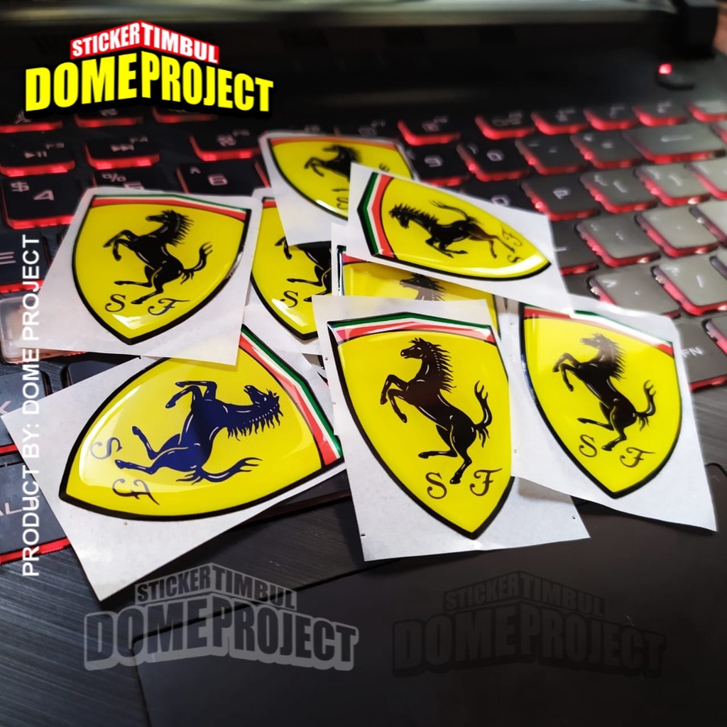 STIKER MOTOR FERRARI EMBLEM STIKER TIMBUL STIKER OUTDOOR STIKER WATERPROOF STIKER BODY MOBIL