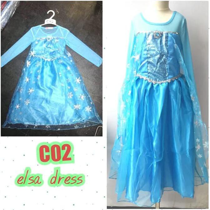Dress Baju Kostum Gaun Disney Princess Elsa Frozen Elsa Anak