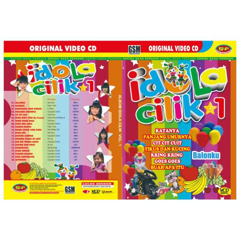 Kaset lagu anak original vcd karaoke idola cilik vol.1