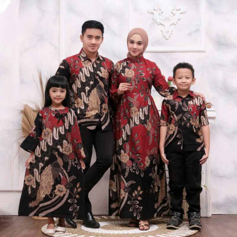 SET BAJU BATIK SARIMBIT GAMIS COUPEL SARIMBIT SERAGAM KELUARGA ANAK FAMILY SET MODERN PEKALONGAN 2