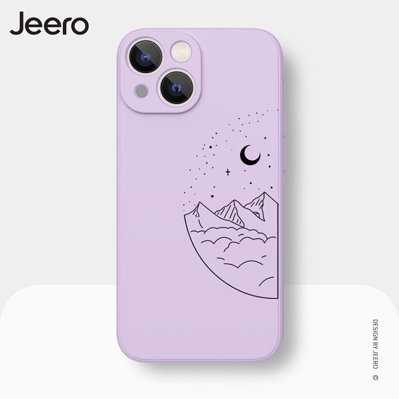Jeero Premium Silicone Soft Case Couple Cartoon Aesthetic Shockproof Square Edge Phone Case Cover Casing iPhone 13 12 11 Pro Max SE 2020 X XR XS 8 7 ip 6S 6 Plus HFC131-2