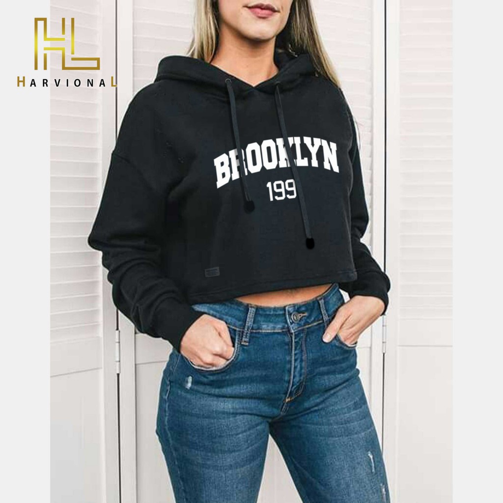 SWEATER CROP HOODIE BROOKLYN BAHAN FRENCHTERRY TERLARIS