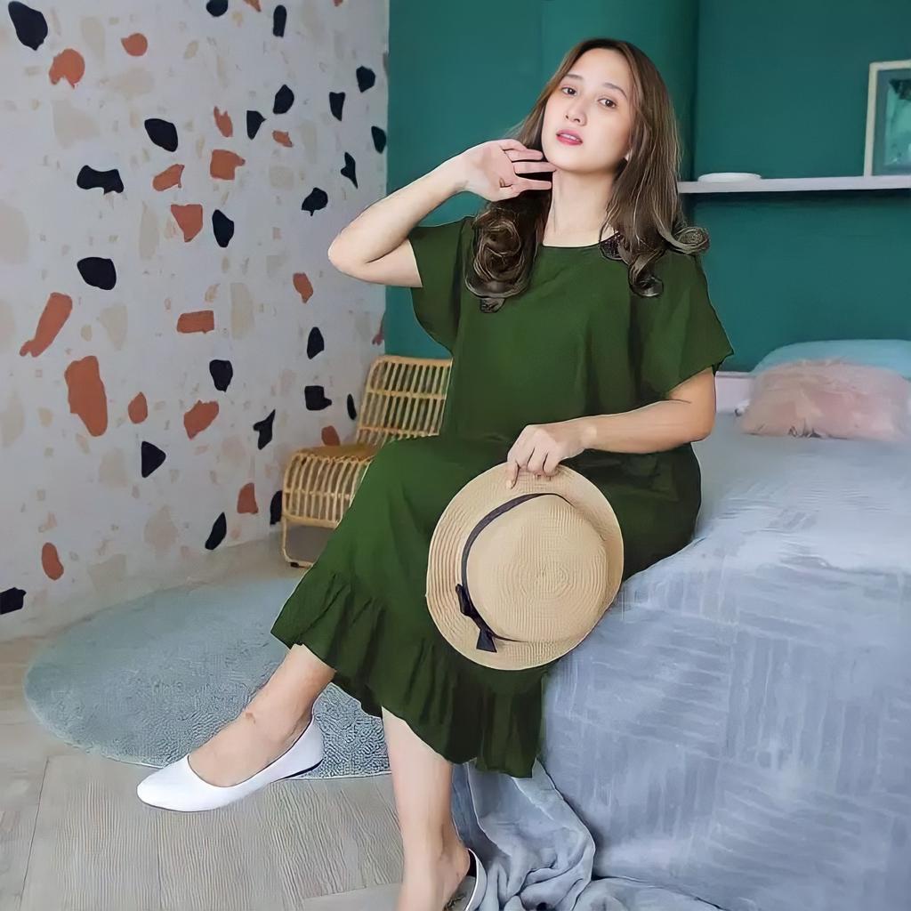 daster ruffle wanita L