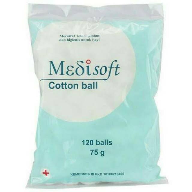 Medisoft Cotton Ball Bola Kapas Medisoft Biru 120 pcs 75 gr Pembersih Pantat Bayi