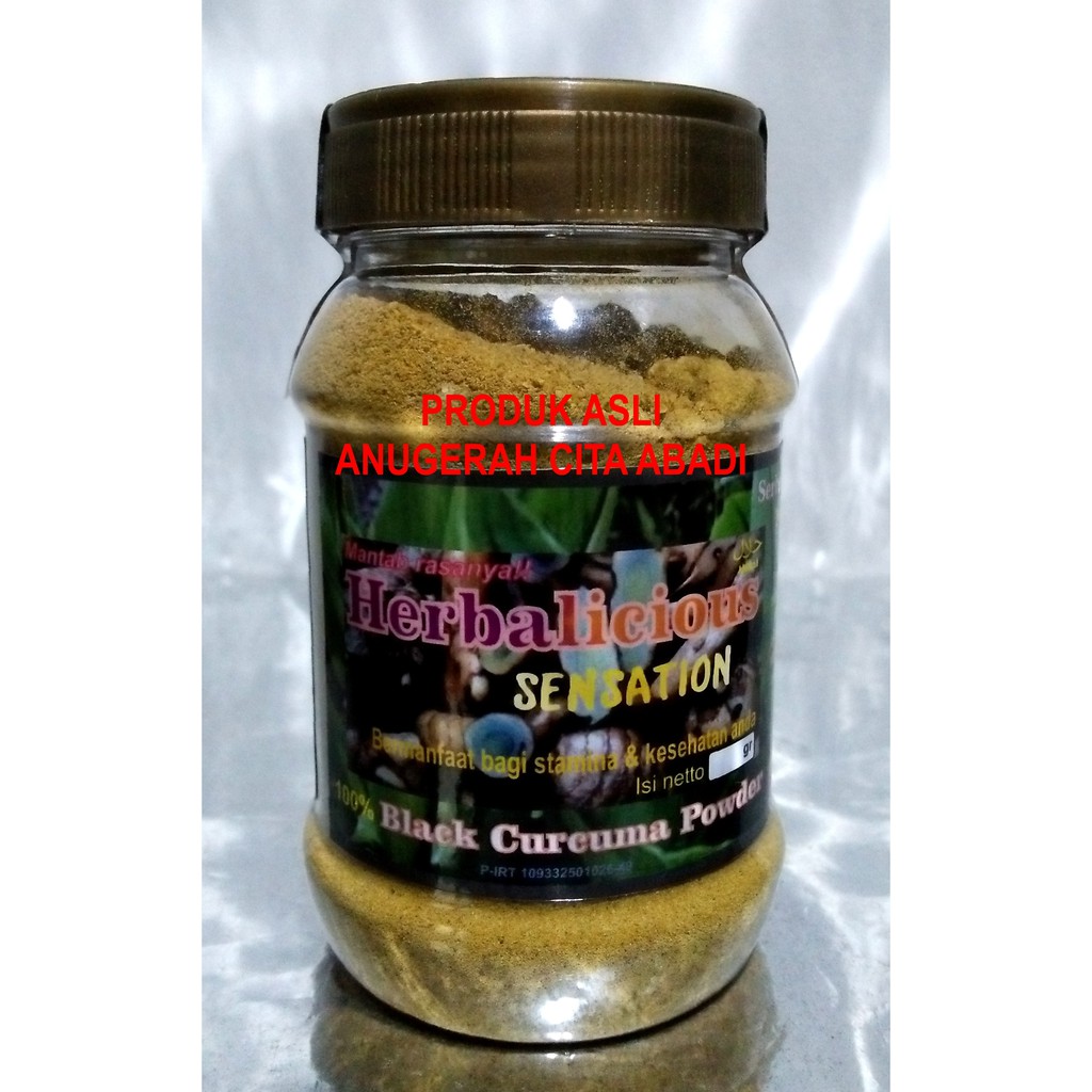

Temu Hitam Bubuk Herbalicious Sensation Pure Black Curcuma 100gr/250gr Toples Plastik