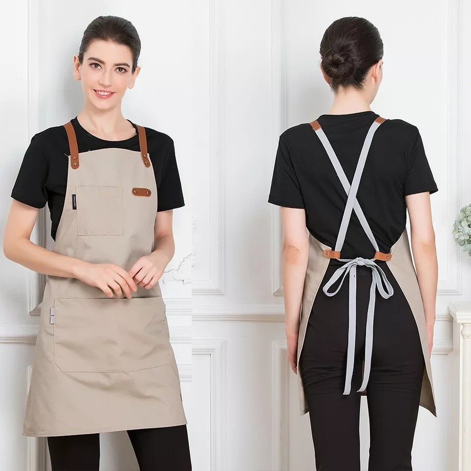 Apron Barista Custom Bartender Celemek Masak Barbershop Waiter Pria Wanita Unisex