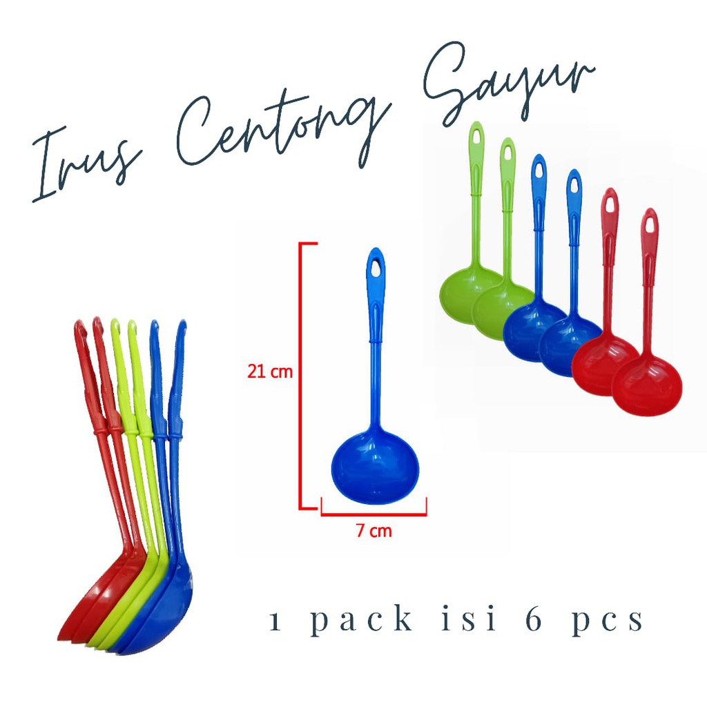 Centong Sayur Plastik Isi 6 Pcs /  Irus Kuah Souvenir Warna Warni