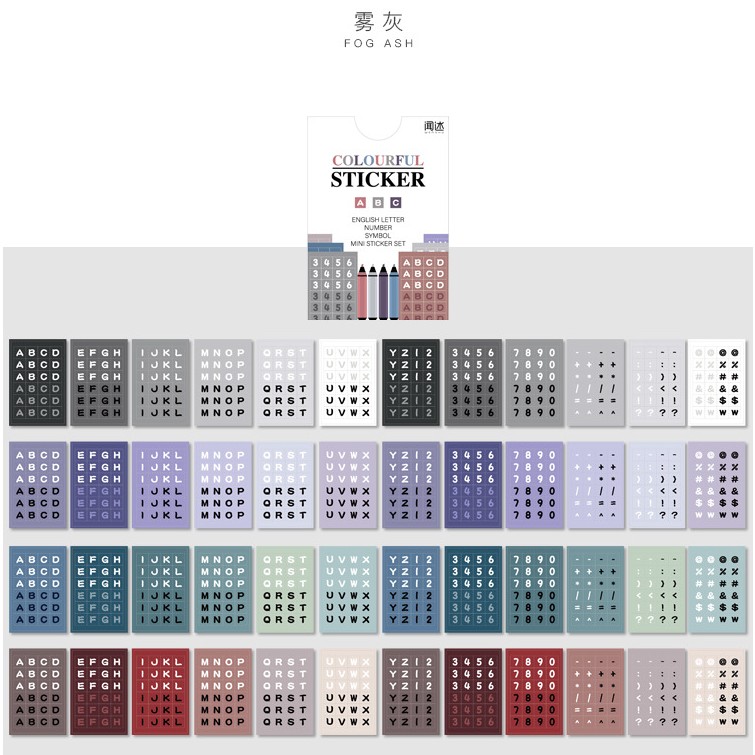 imoda 48 lembar / bungkus Angka Berwarna-warni / Huruf Inggris Stiker Ins Dekorasi kreatif Alat Tulis Untuk Scrapbooking-C
