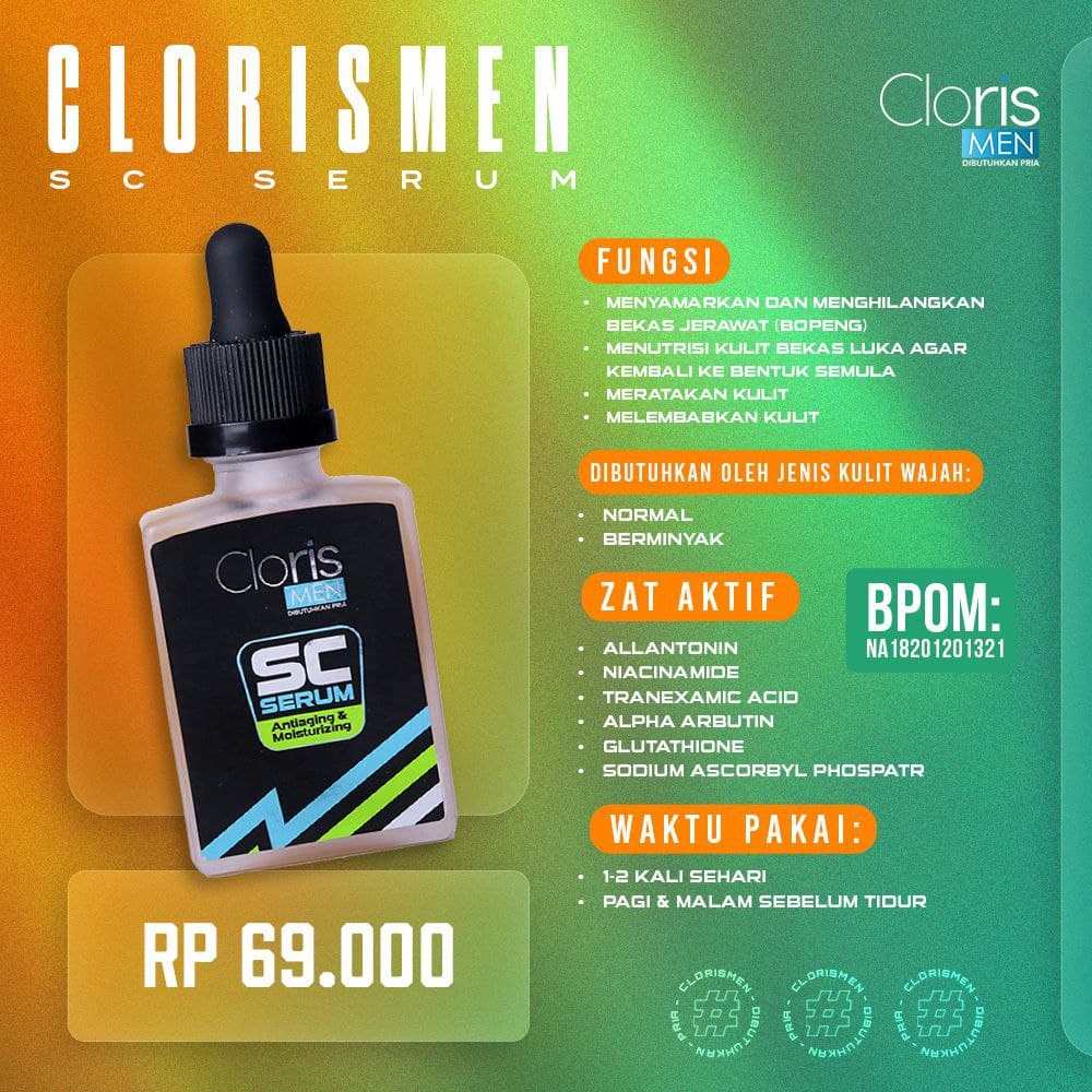 Clorismen SC Serum 30ml - Serum Wajah Pria Penghilang Bekas Jerawat Bopeng