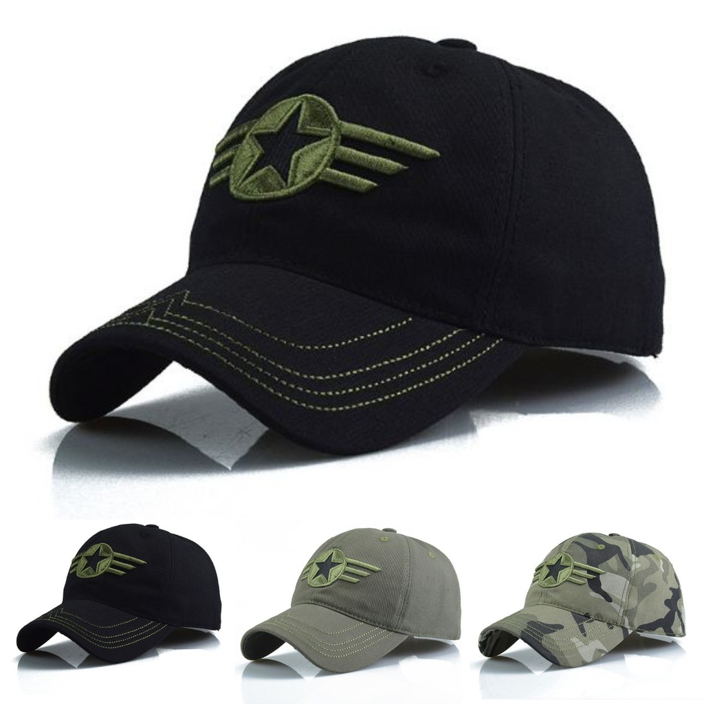 Topi Baseball Militer Star Logo Cotton Drill Import