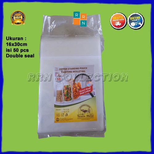 PLASTIK STANDING POUCH UKURAN 16x30/standing pouch bening/pouch plastik/pouch makanan plastik/pouch