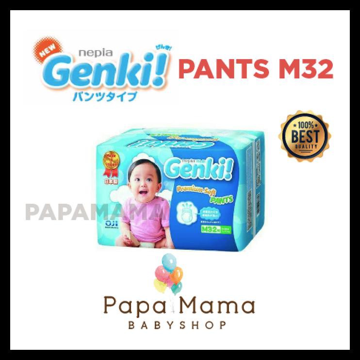 ORI Nepia Genki Pants M32 M 32 Perekat Diaper Popok Bayi Baby Popok