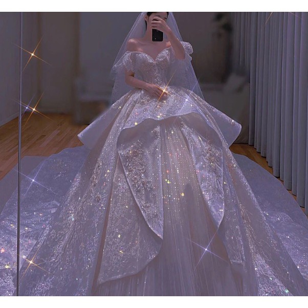 MUSLIM GOWN WEDDING BRIDE WEDDING GOWN LACE LONG SLEEVE TAILORING LUXURY BALLGOWN WEDDING DRESS.