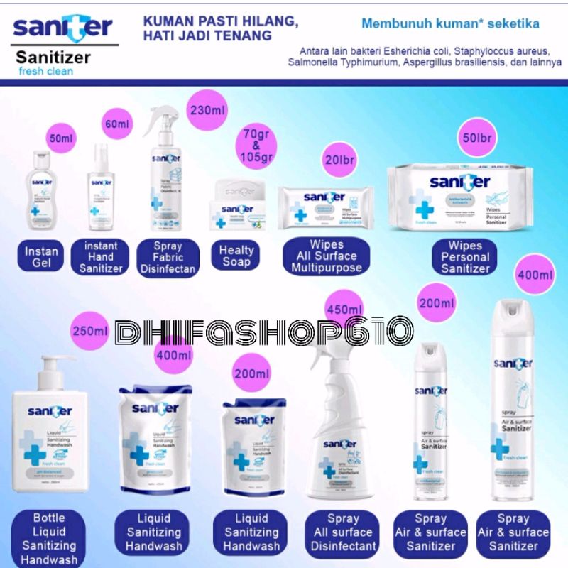 PROMO SANITER all variant disinfectant spray hand sanitizer instant gel /liquid handwash/all surface/Bar soap