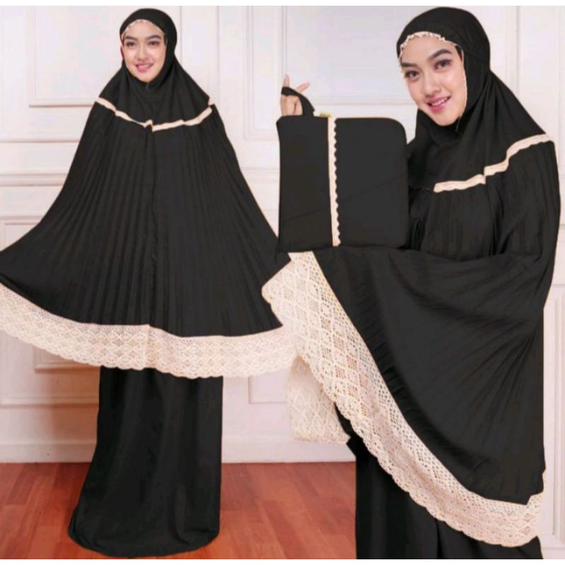 mukena plisket/dewasa/premium_renda-renda