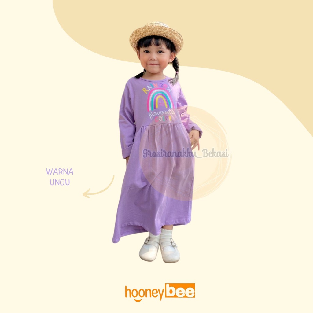 Gamis Kaos Anak Ataya Hooneybee Warna Ungu 2-10Tahun