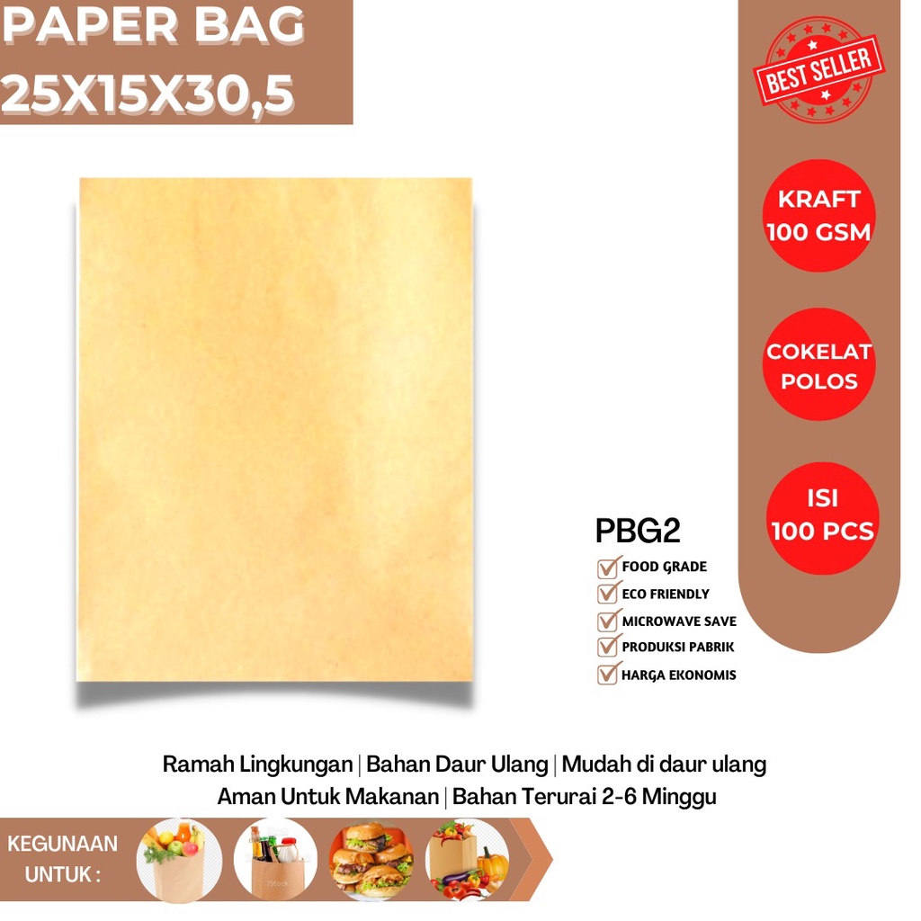 Paper Bag Roti Goodie Bag Tas Belanja  (PBG2-Size-25X15X30.5)