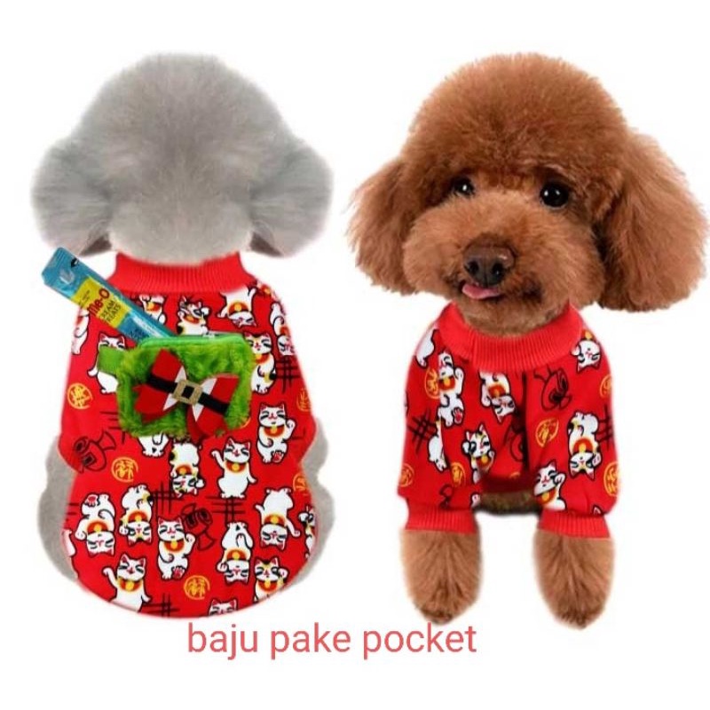 pocket tshirt pet baju dg dompet uk S hewan anjing kucing musang lucu