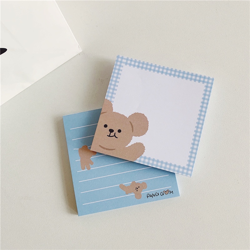 Buku Catatan Memo Pad Motif Kartun Beruang Teddy Anti Lengket Gaya Retro Untuk Pelajar