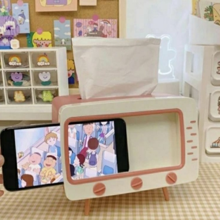 Tv Tisue Box Kotak Tissue Box Organizer Tempat Tisu Bentuk Tv Phone Holder