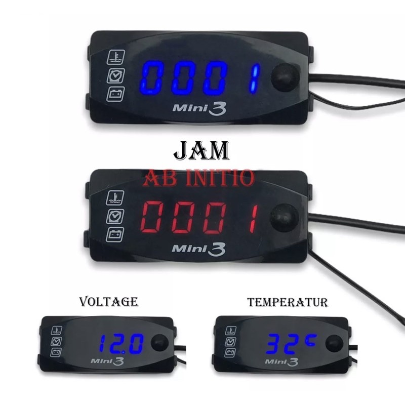 Volt meter aki voltase waktu suhu 3in1 VOLTMETER AKI WATERPROOF