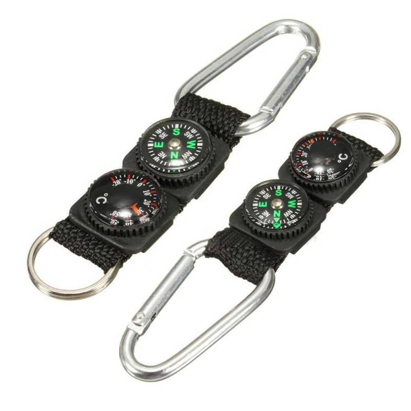 Mayitr Gantungan Kunci 3 in 1 Kompas Termometer Carabiner