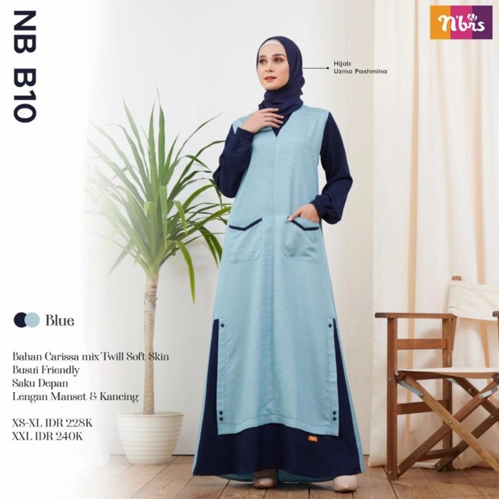 Gamis wanita Gamis Nibras NB B10 Edisi Terbaru 2021 Dress Muslim Wanita - Blue, XS kekinian remaja j