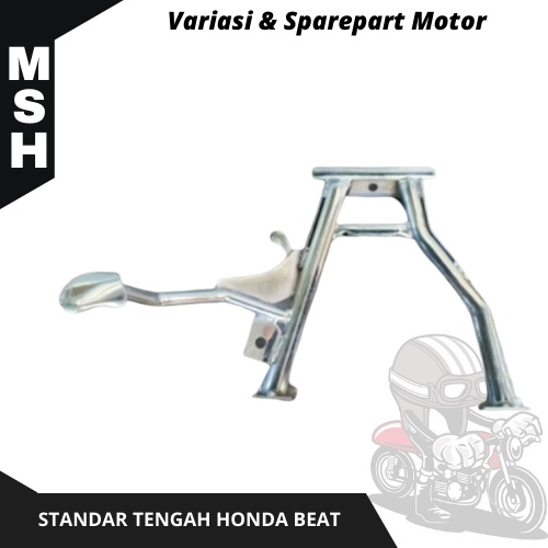 Standar Tengah Beat Fi Karbu Standart Jagrak Jagang Ring 14 Silver Chrome MSH Variasi Motor