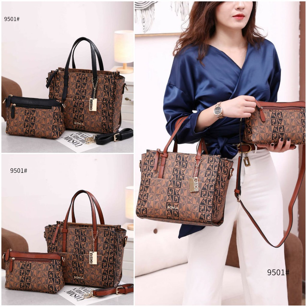 R E S T O C K ! Top Best Seller !   Tas Wanita Tote Bag 2in1 #9501