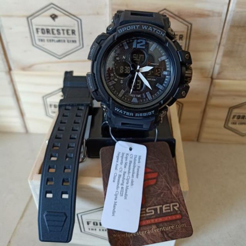 Jam Tangan Digital Pria JTF 1014 FORESTER - Jam Tangan DUAL TIME Pria FORESTER 1014 - Jam Tangan Ana