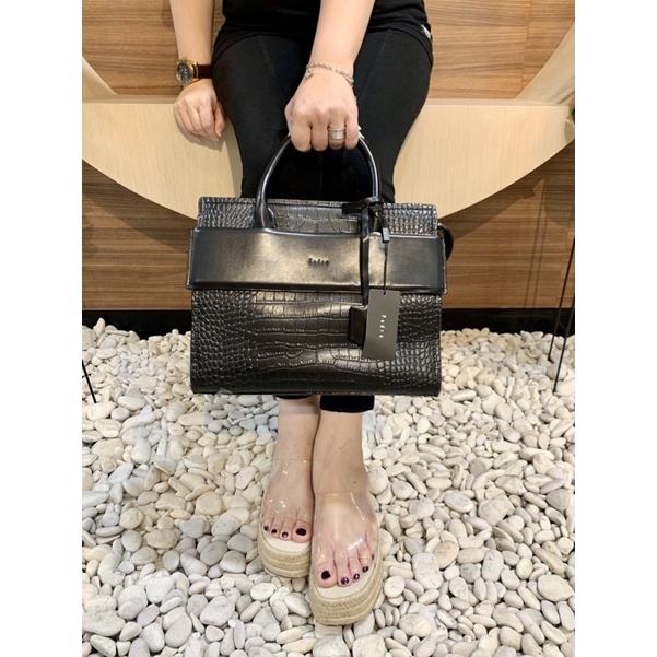 Tas Pedro Croc-Effect Top Handle Bag