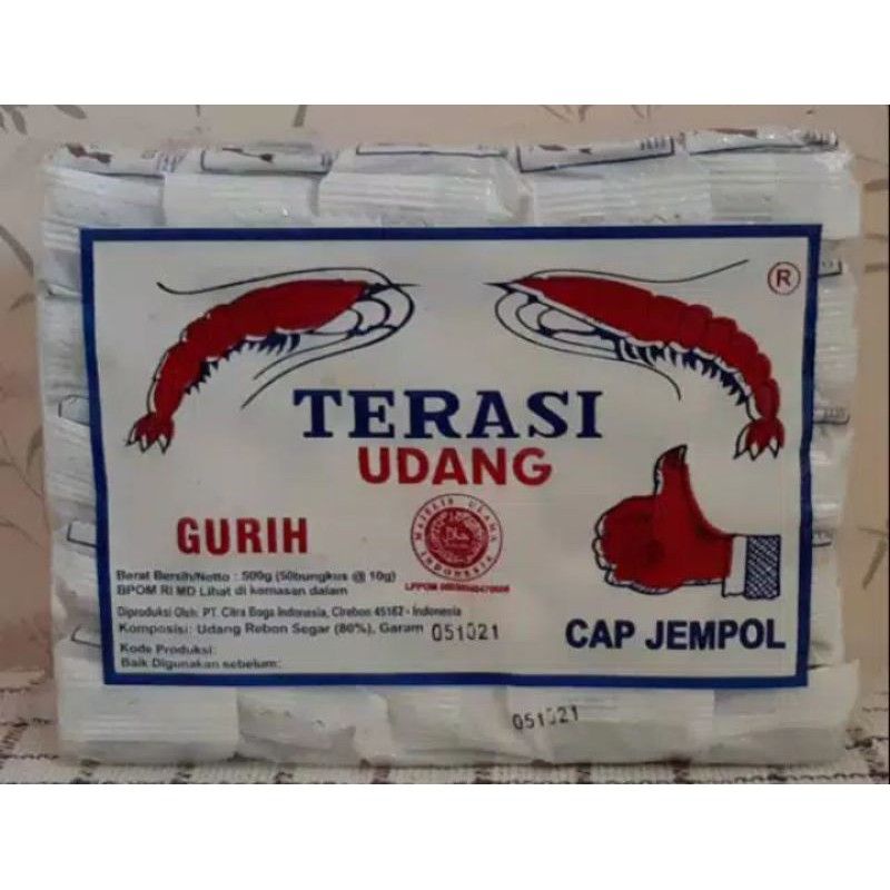 

Terasi Udang Cap Jempol Khas Cirebon Berat 500 Gram Isi 50 Pcs