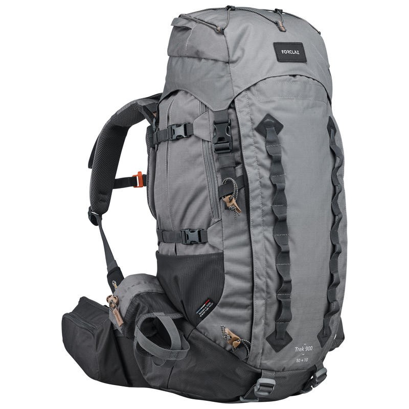 TAS TRAVEL GUNUNG CARRIER BACKPACK 50+10L ORIGINAL FORCLAZ - GREY