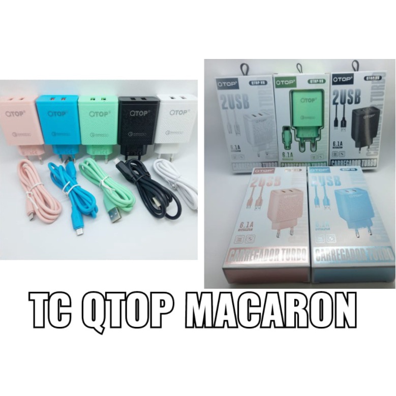 Travel Charger Qtop Macaron 6.1 Ampere 2 USB Hight Quality / Casan Qtop Macaron (import.acc)