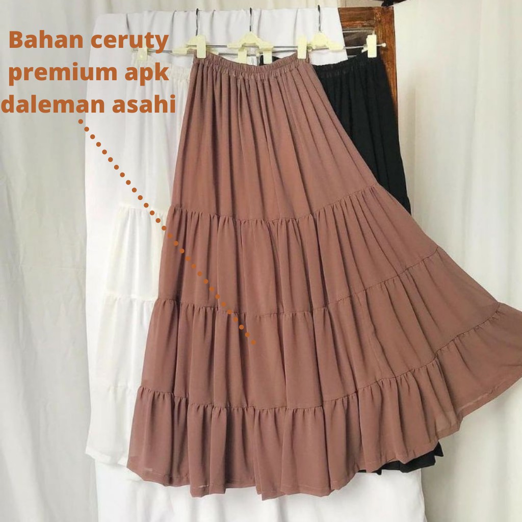 rok wanita panjang wollycrepe skirt remaja kekinian tutu motif rok panjang rok ceruti rok ceruty rok