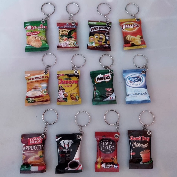 Gantungan Kunci Lucu Unik Miniatur Snack Makanan Ringan Minuman Gantungan Snack souvenir