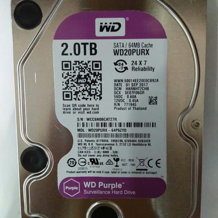 Promo Harddisk hardisk hdd pc computer internal cctv wd wdc purple 2TB